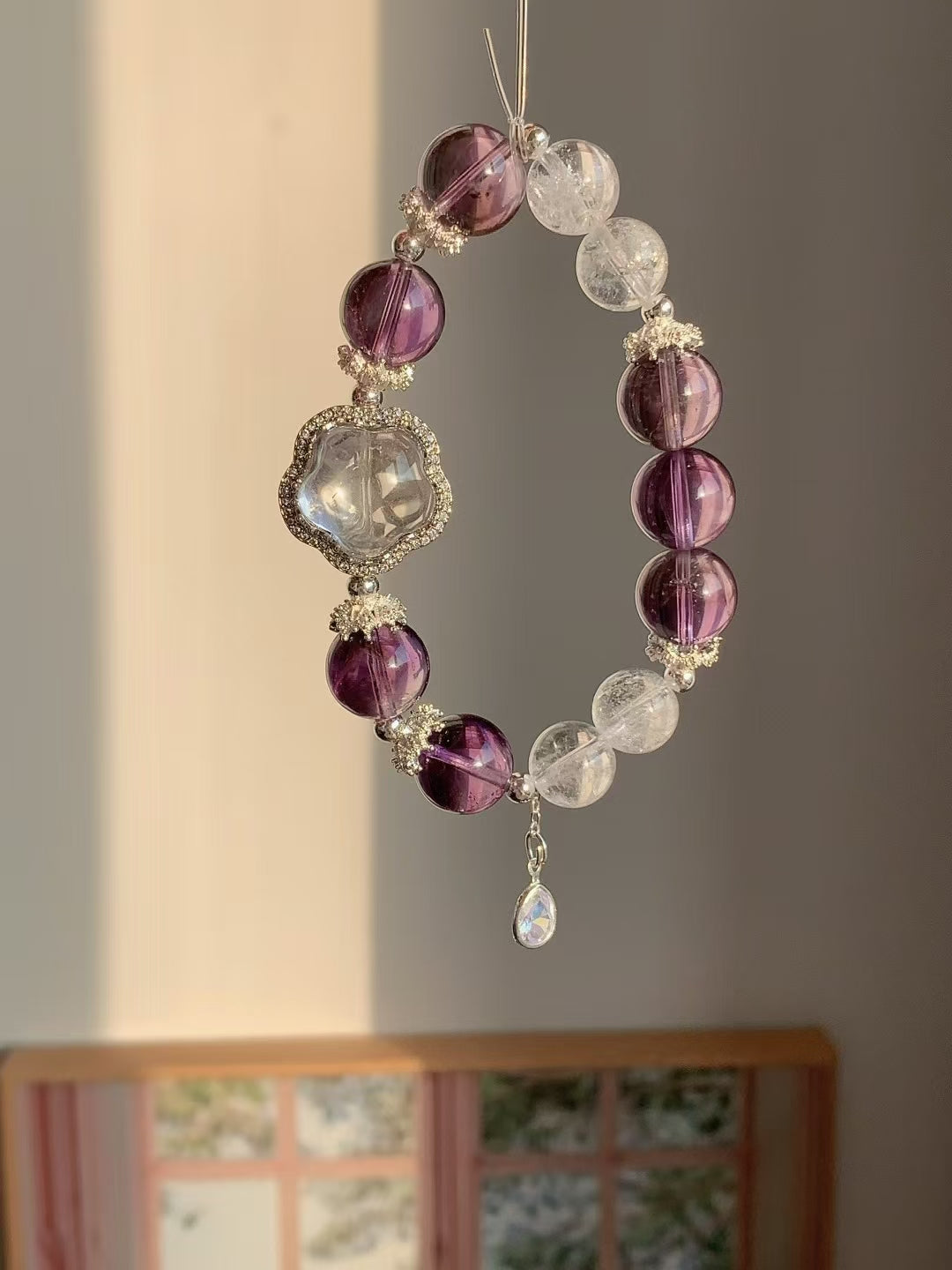 Amethyst and Clear Quartz Bracelet