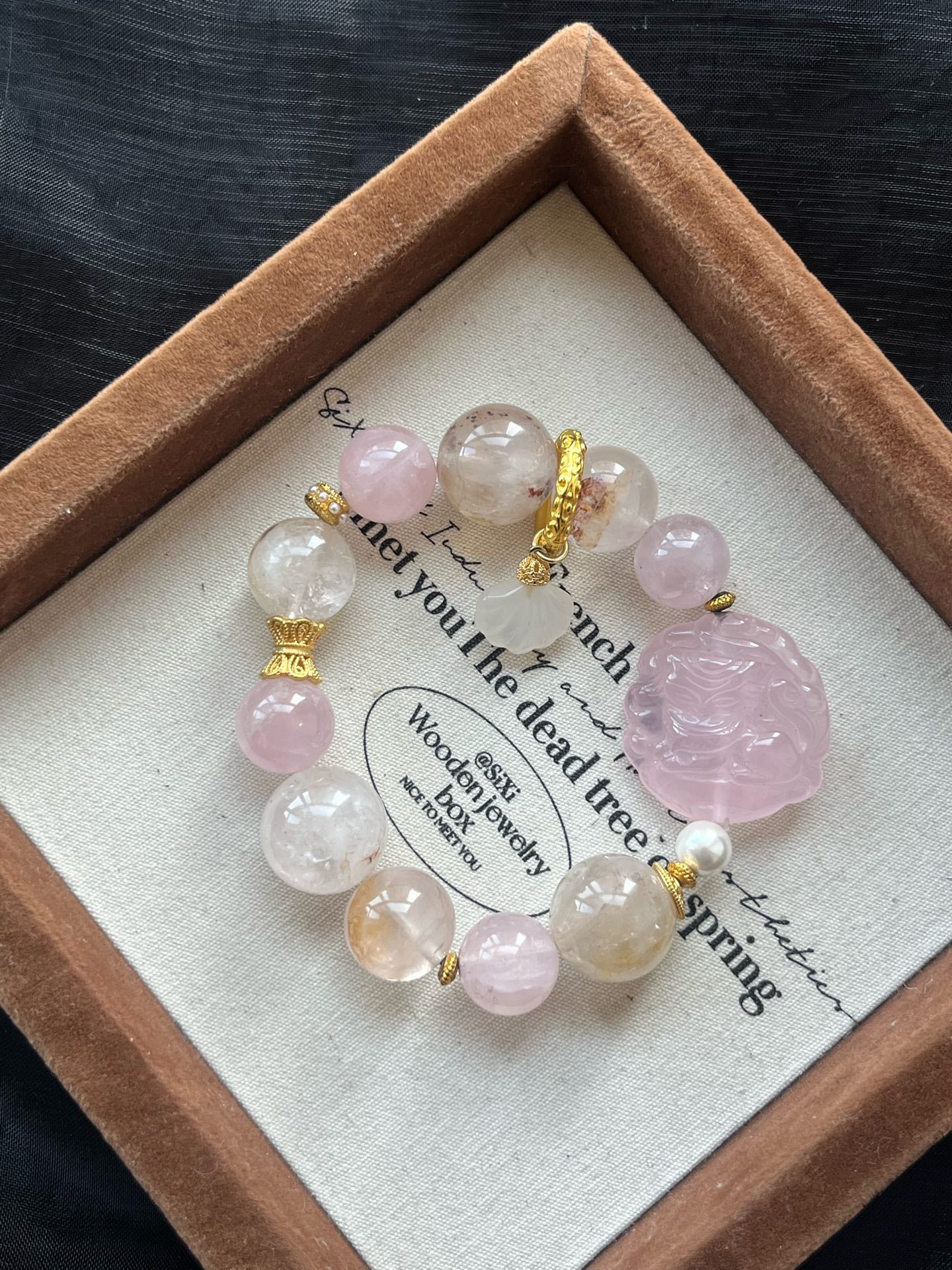 Rose Quartz Carved Bracelet