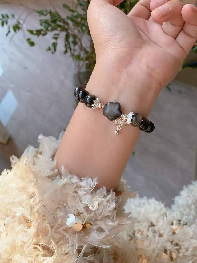 Elegant Starry Obsidian Bracelet