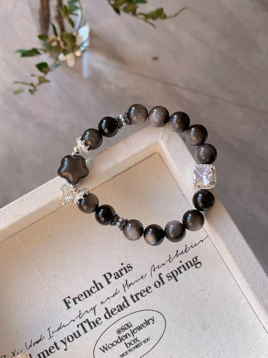 Elegant Starry Obsidian Bracelet