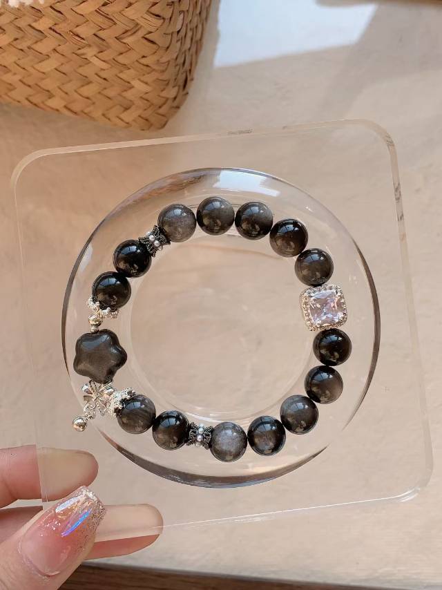 Elegant Starry Obsidian Bracelet