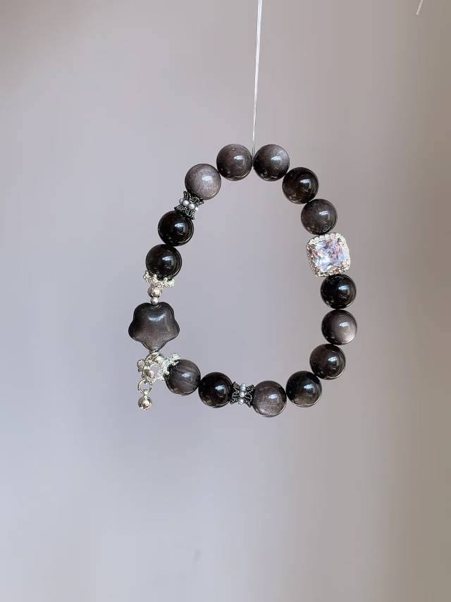 Elegant Starry Obsidian Bracelet