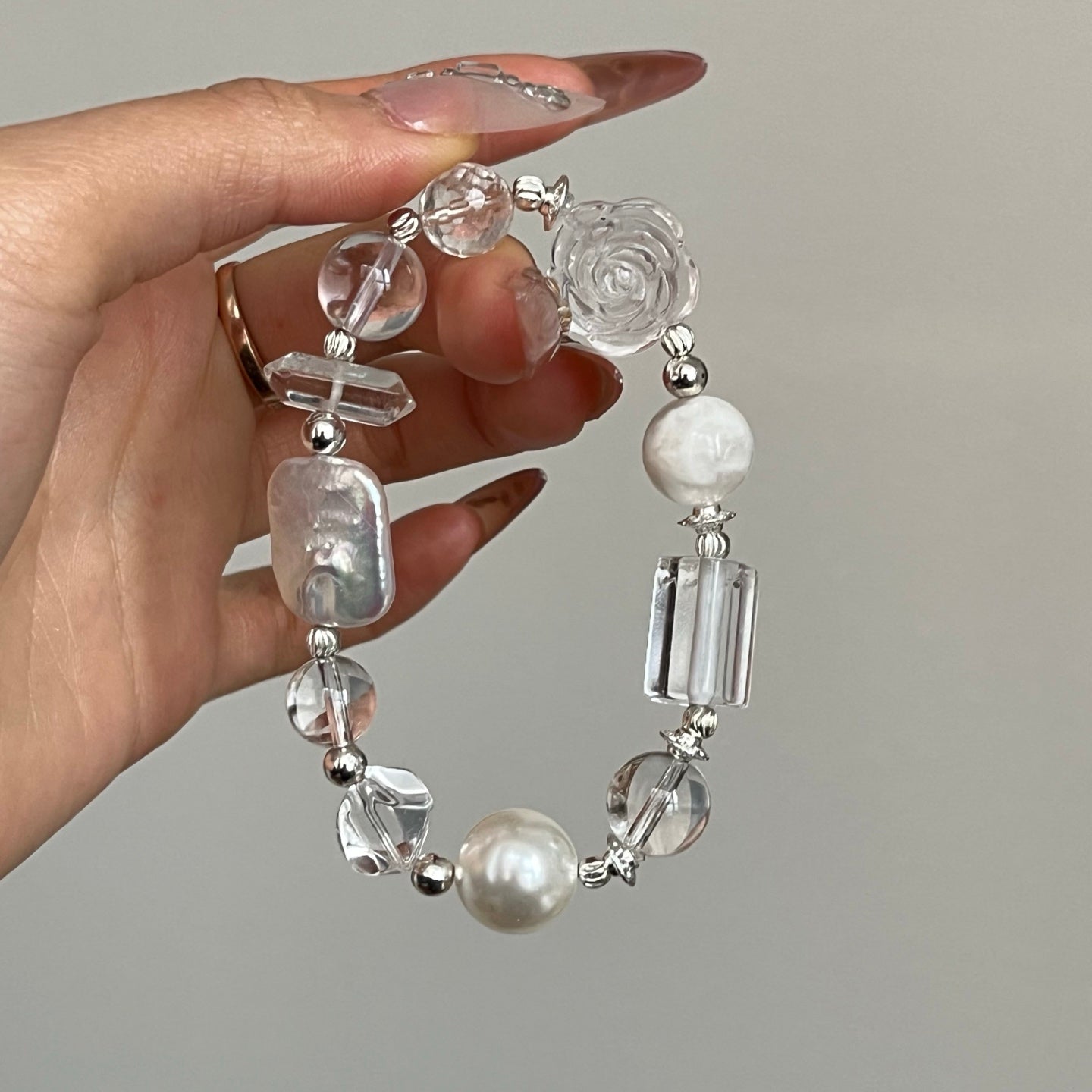 Clear Crystal and Pearl Bracelet