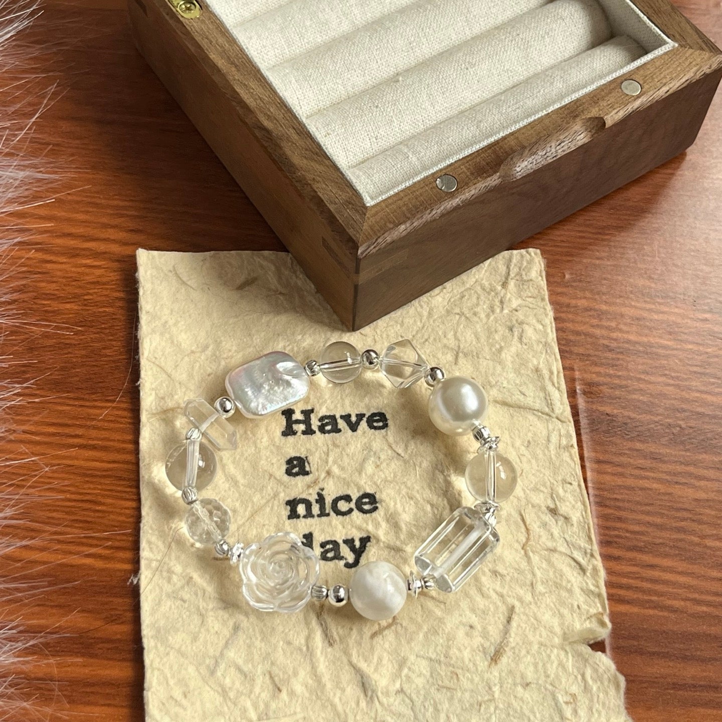 Clear Crystal and Pearl Bracelet