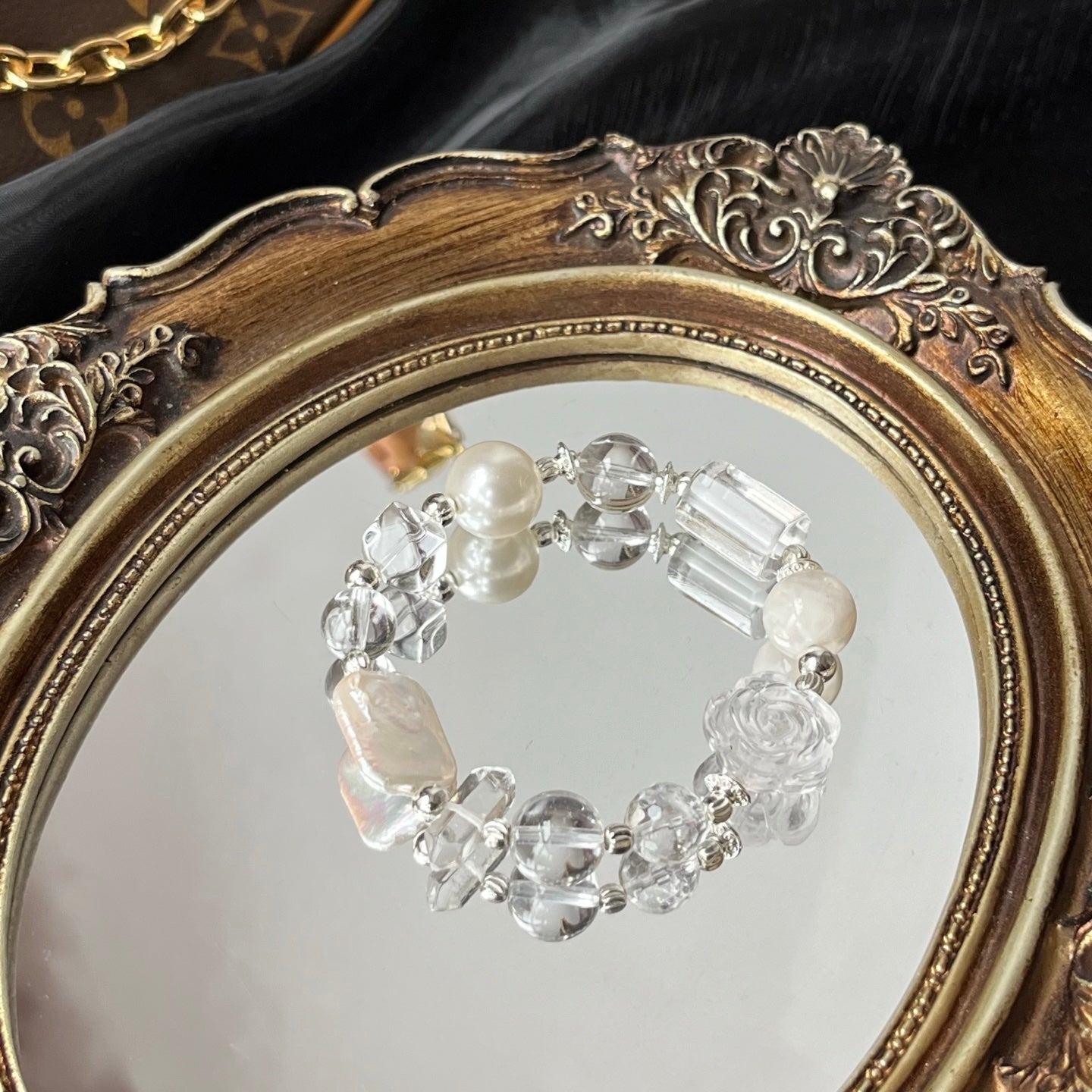 Clear Crystal and Pearl Bracelet