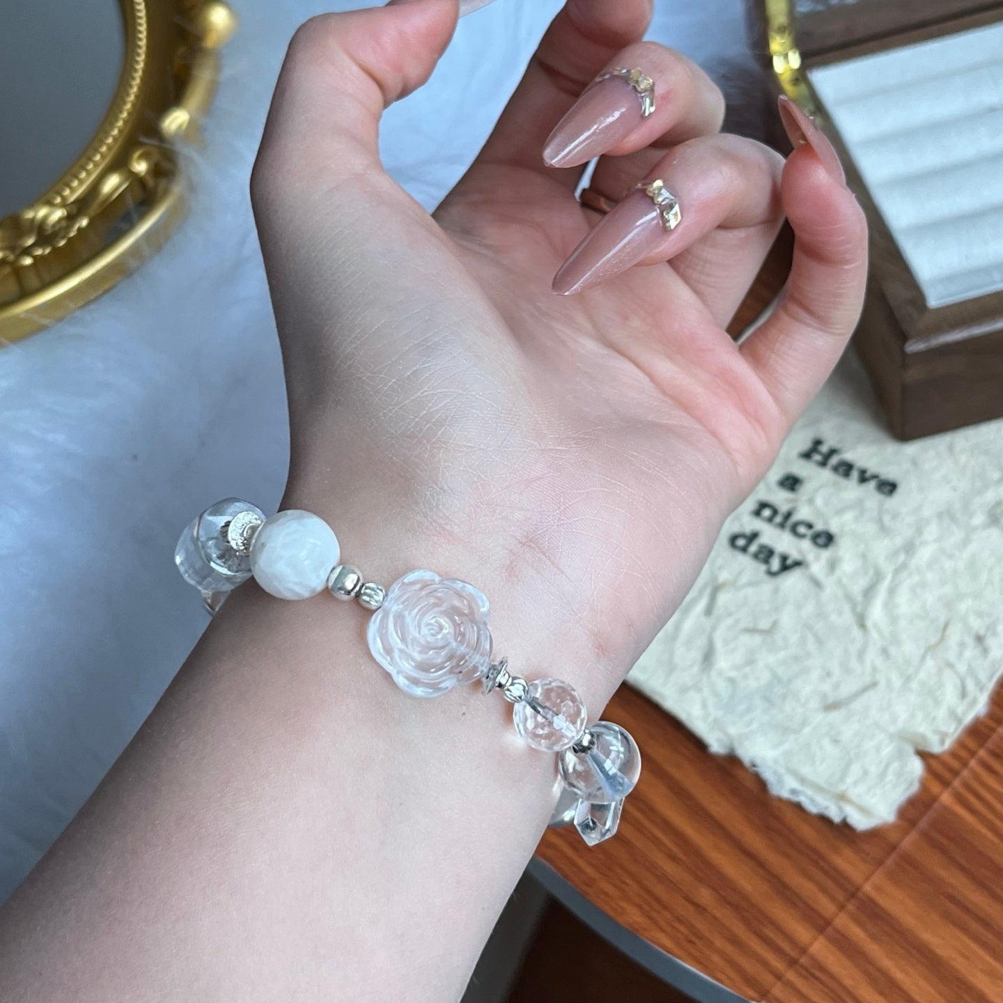 Clear Crystal and Pearl Bracelet