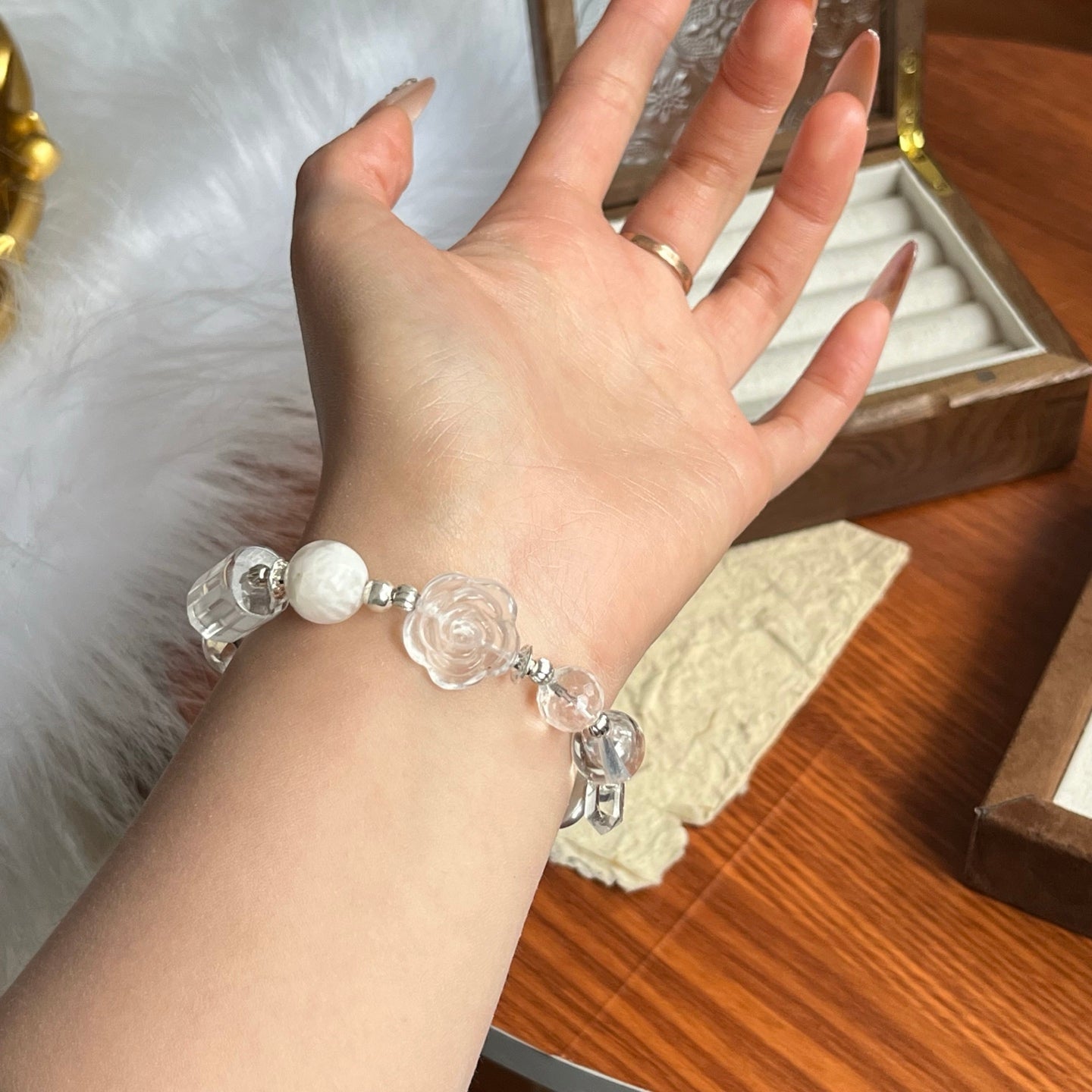 Clear Crystal and Pearl Bracelet