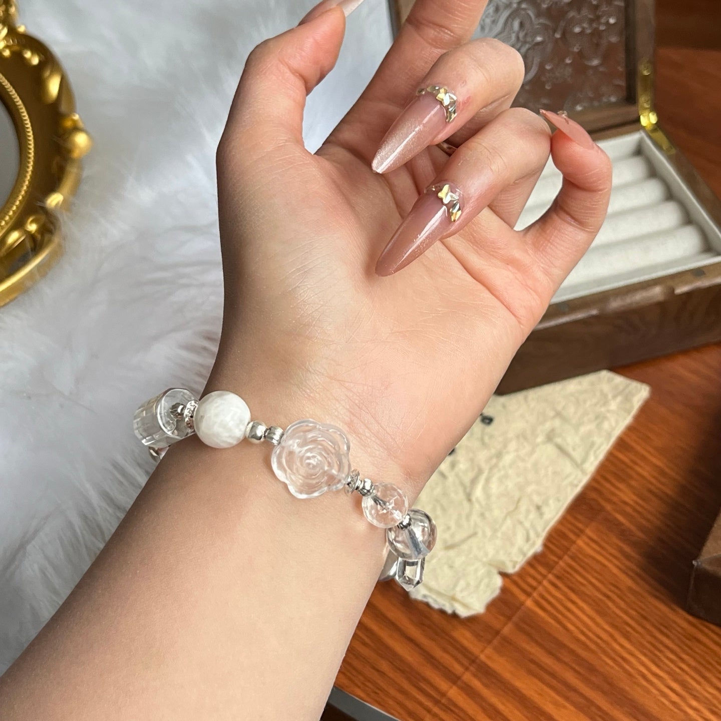 Clear Crystal and Pearl Bracelet