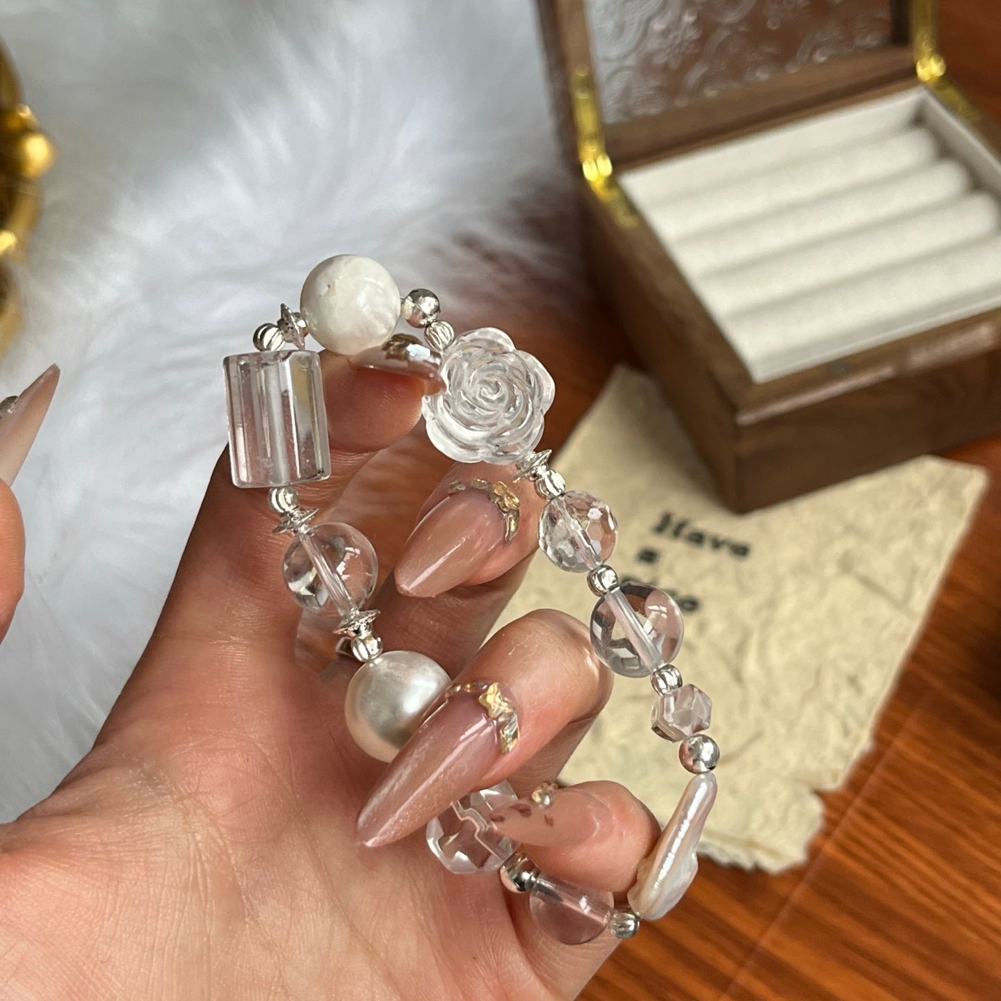 Clear Crystal and Pearl Bracelet
