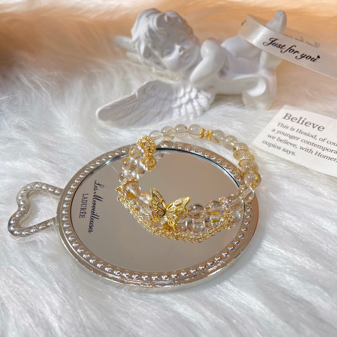 Golden Rutilated Quartz Butterfly Bracelet