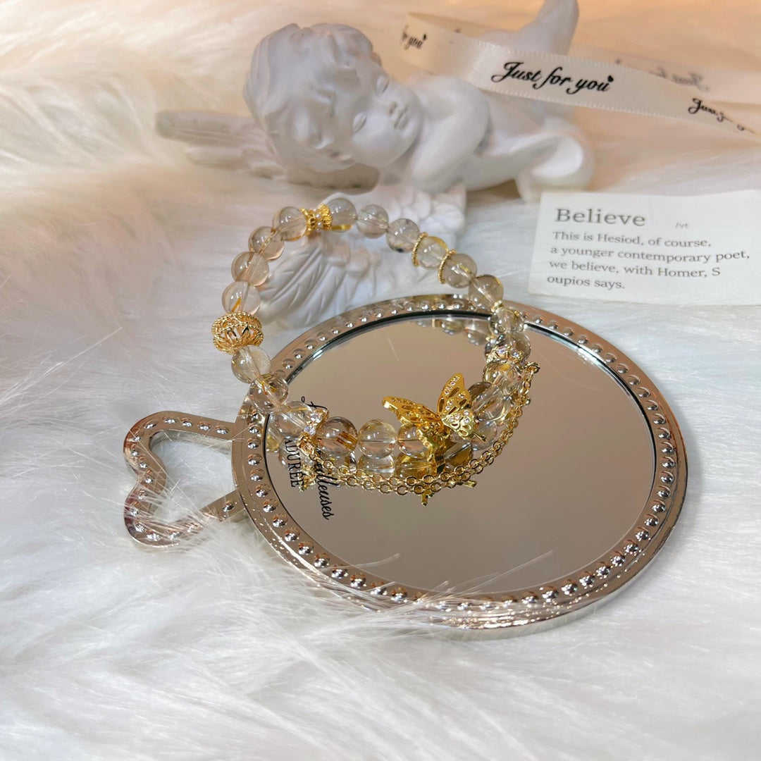 Golden Rutilated Quartz Butterfly Bracelet
