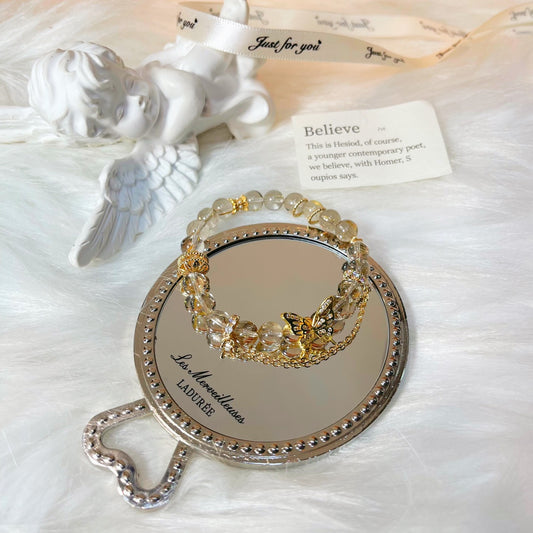 Golden Rutilated Quartz Butterfly Bracelet