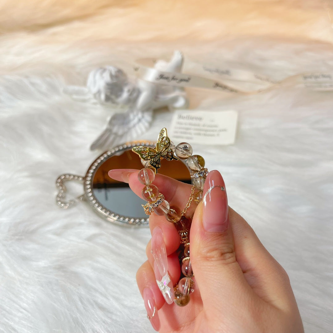 Golden Rutilated Quartz Butterfly Bracelet