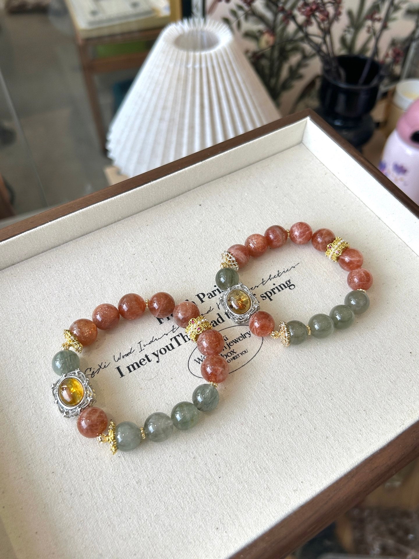 Sunstone & Green Phantom Quartz Bracelet