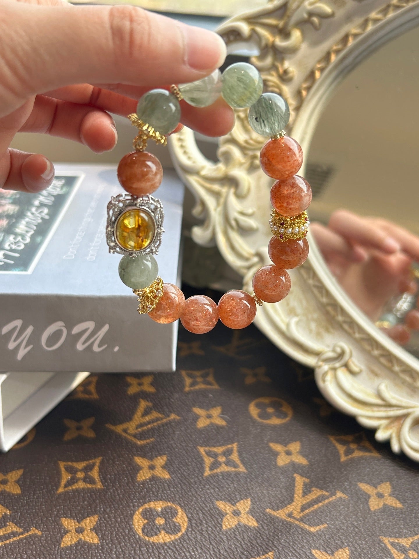 Sunstone & Green Phantom Quartz Bracelet