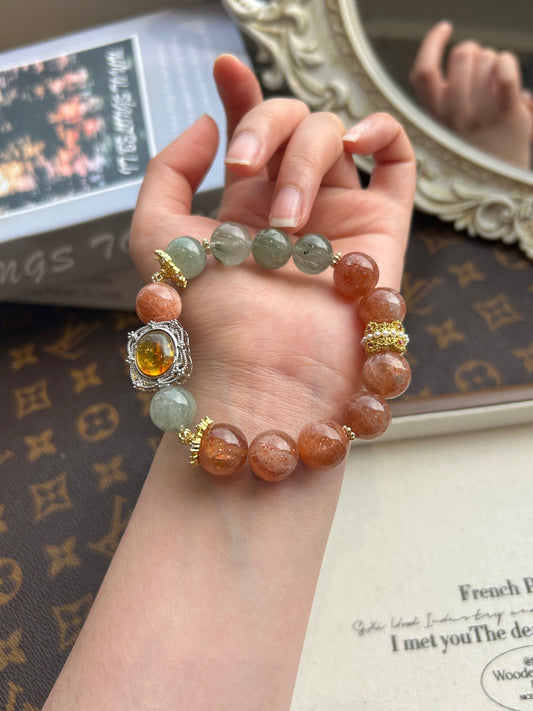 Sunstone & Green Phantom Quartz Bracelet