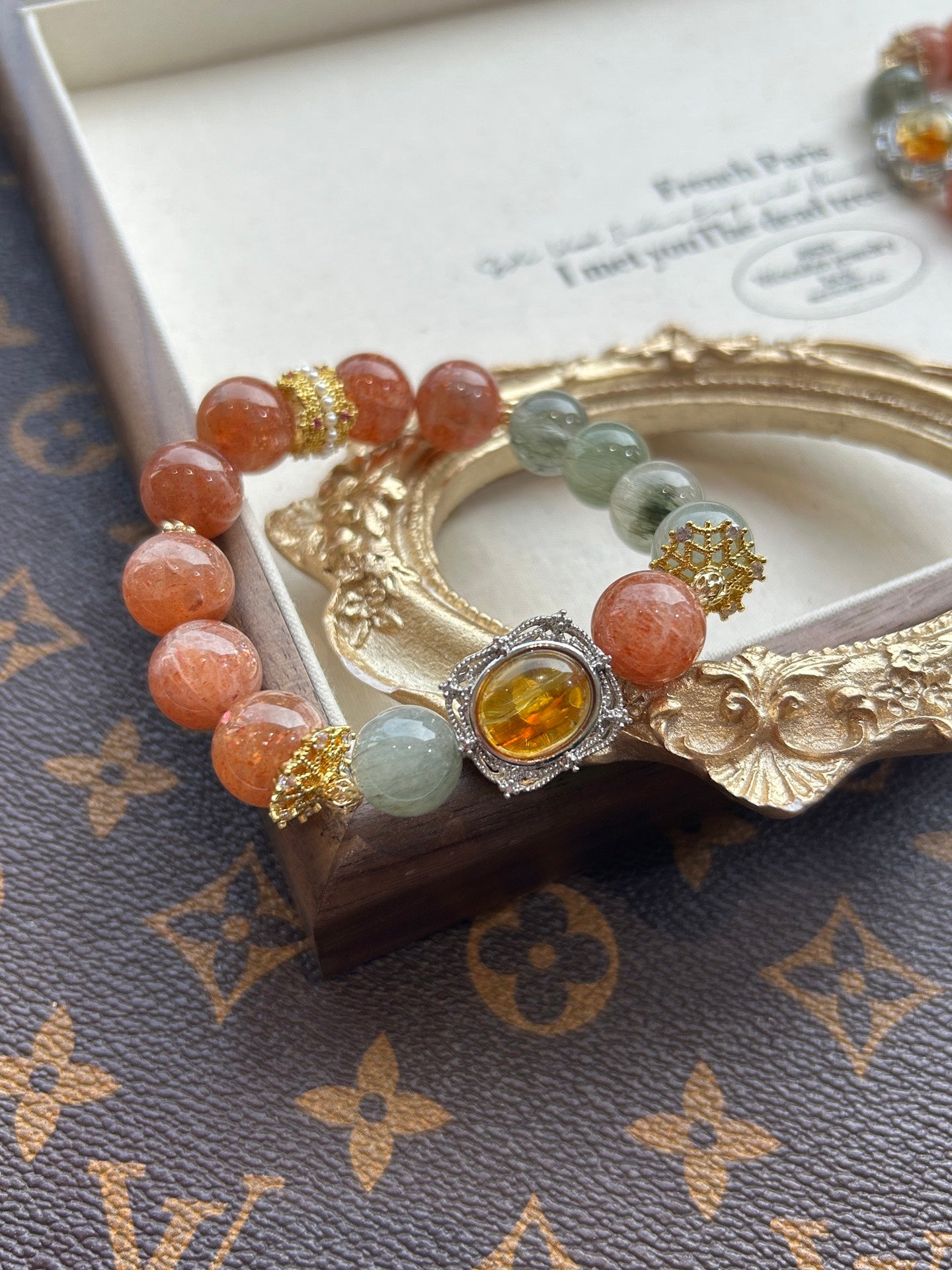 Sunstone & Green Phantom Quartz Bracelet