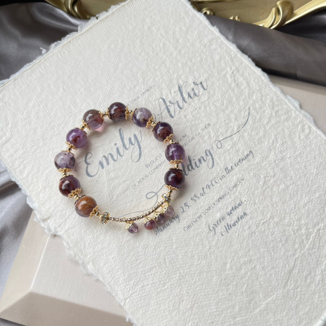 charoite bracelet with natural crystal beads