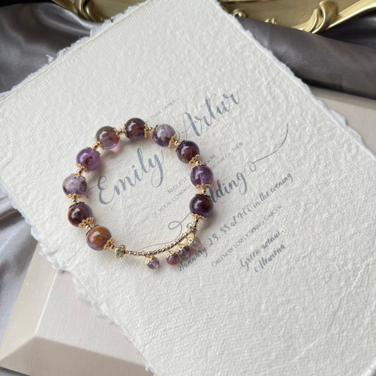 charoite bracelet with natural crystal beads