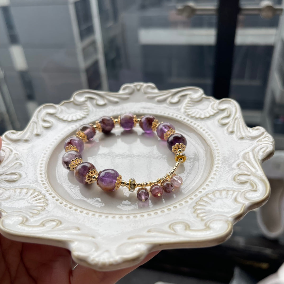 calming crystal bracelet with charoite gemstones