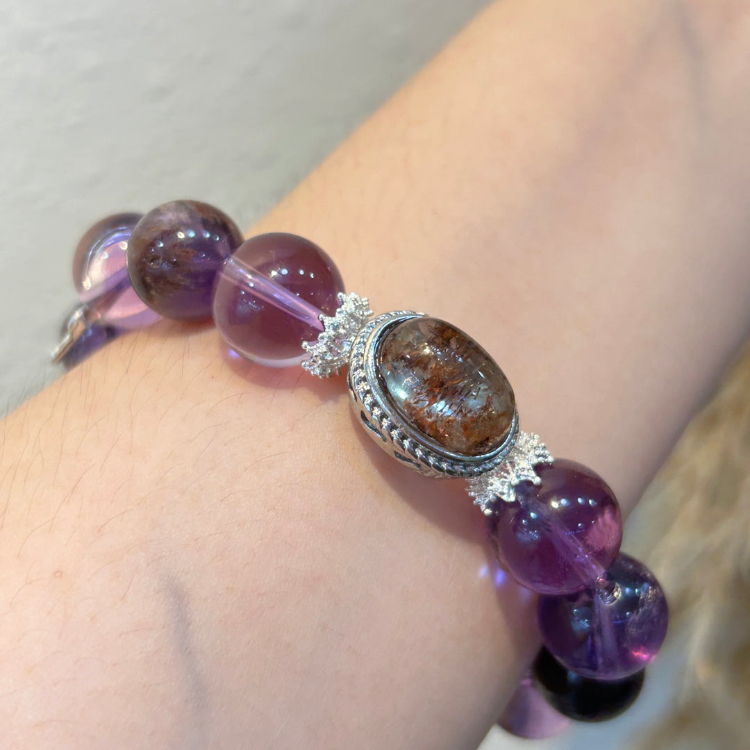 Amethyst & Black Obsidian Crystal Bracelet