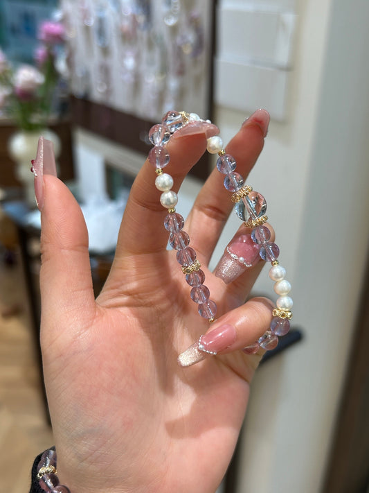 Pearl & Lavender Crystal Bracelet