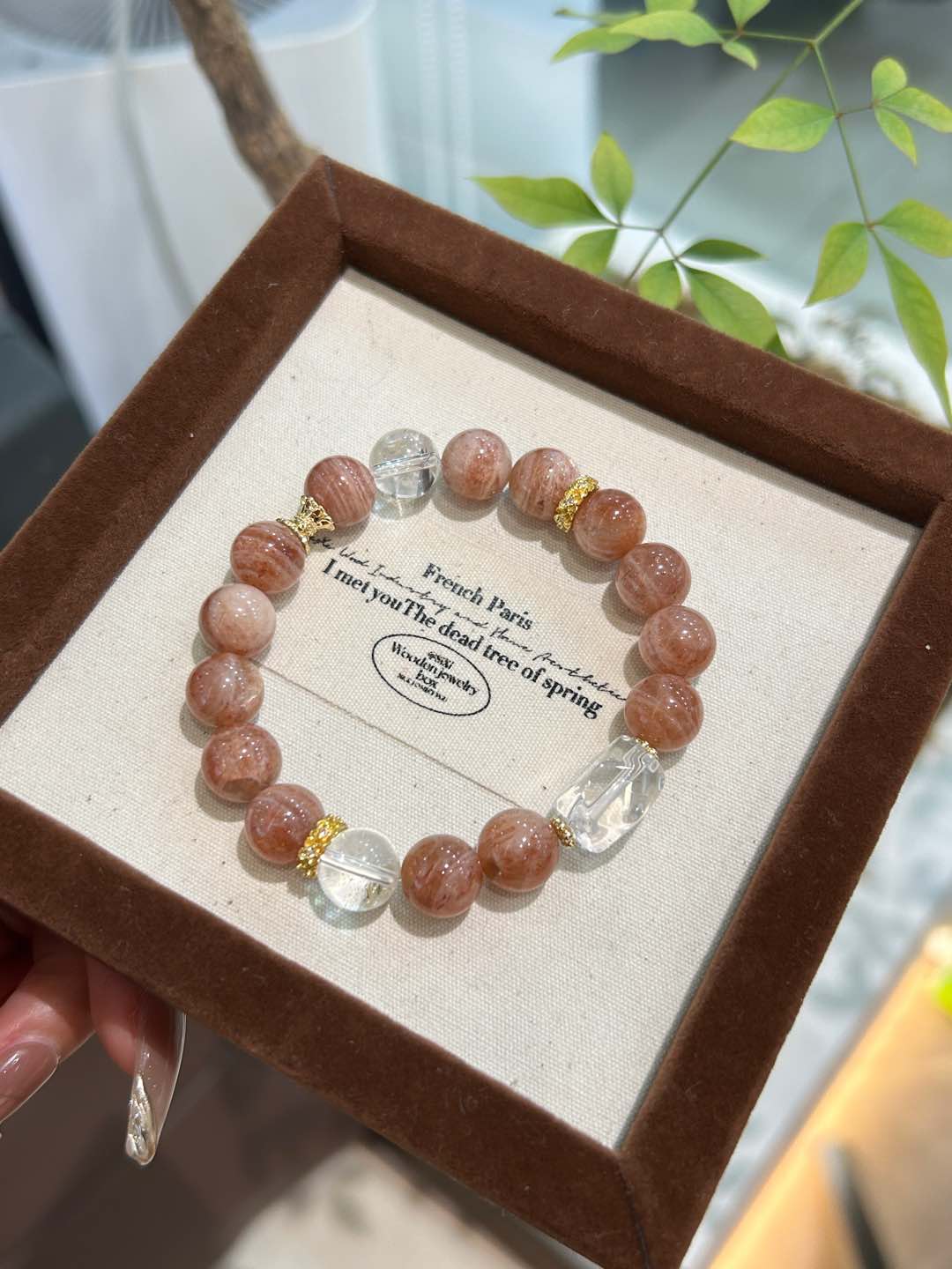 Red Agate & Clear Quartz Crystal Bracelet