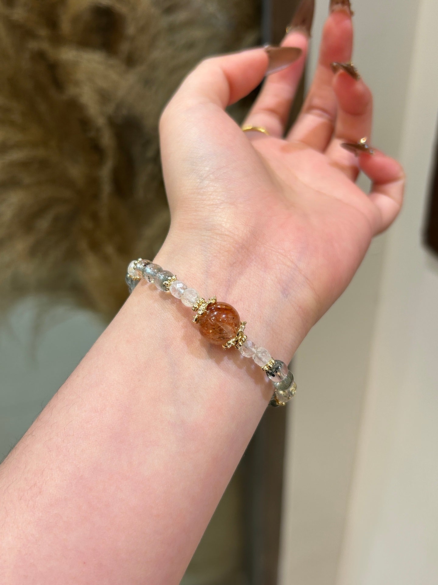 Black Gold Rutilated & Green Phantom Quartz Bracelet