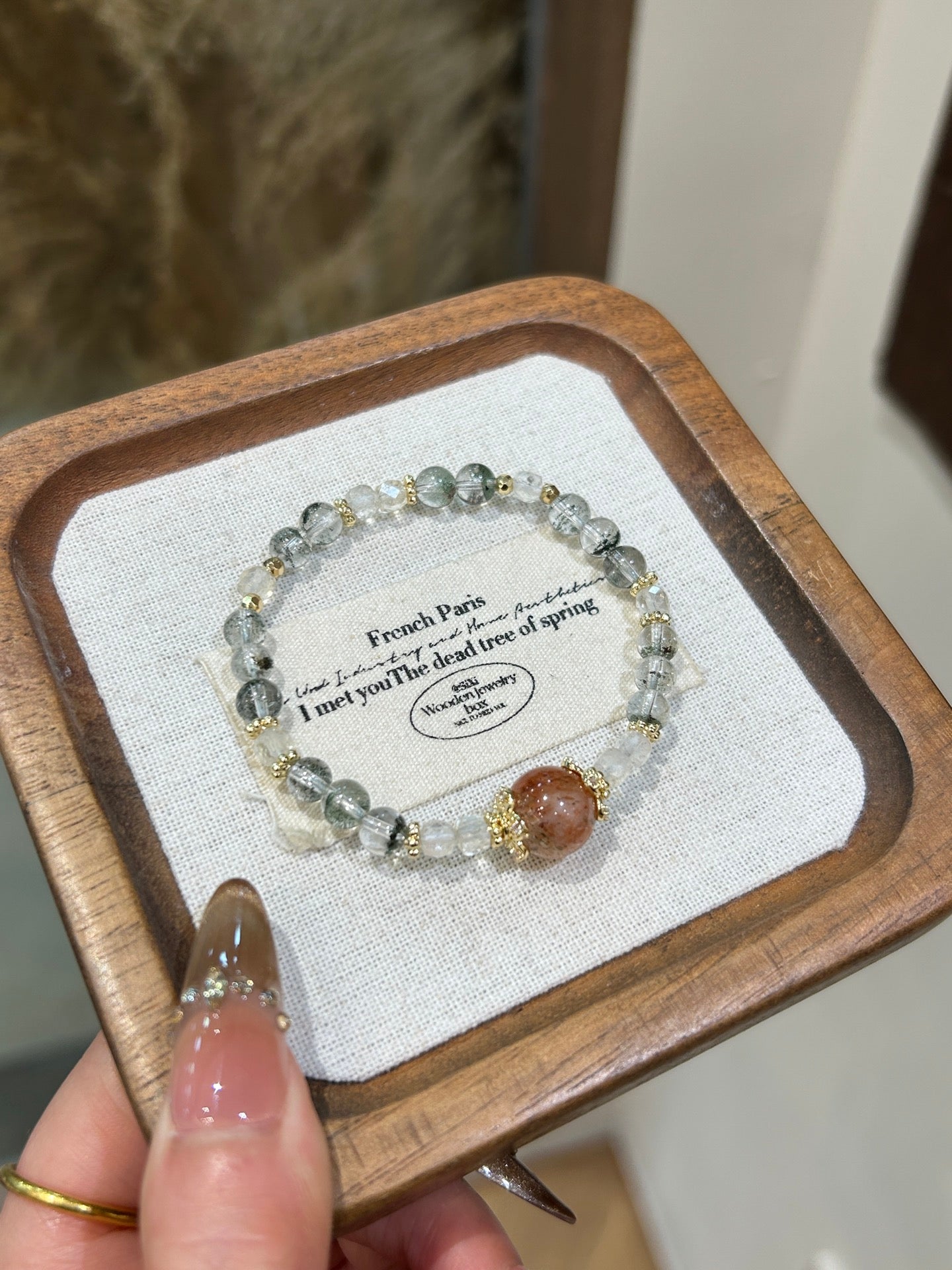Black Gold Rutilated & Green Phantom Quartz Bracelet