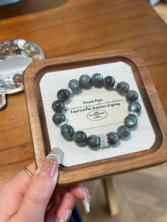 Labradorite & Silver Crystal Bracelet