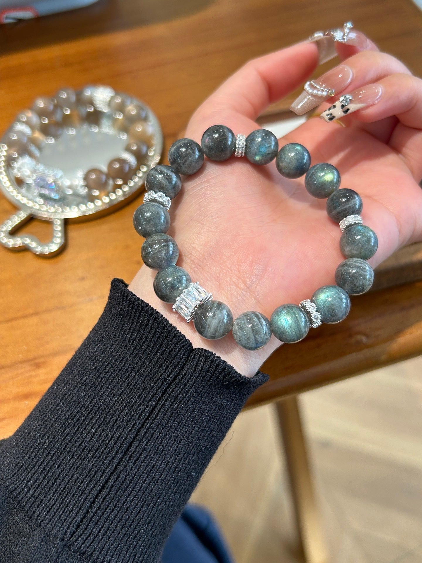 Labradorite & Silver Crystal Bracelet