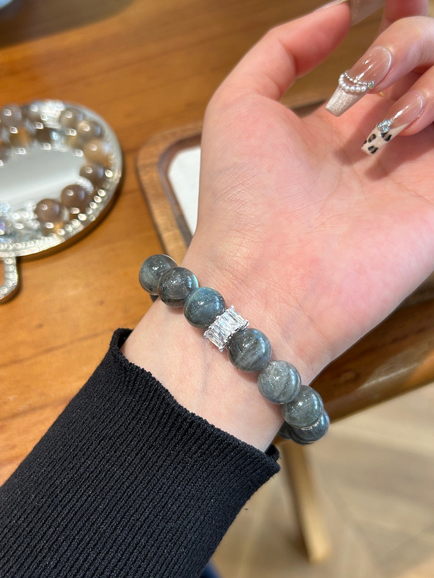 Labradorite & Silver Crystal Bracelet