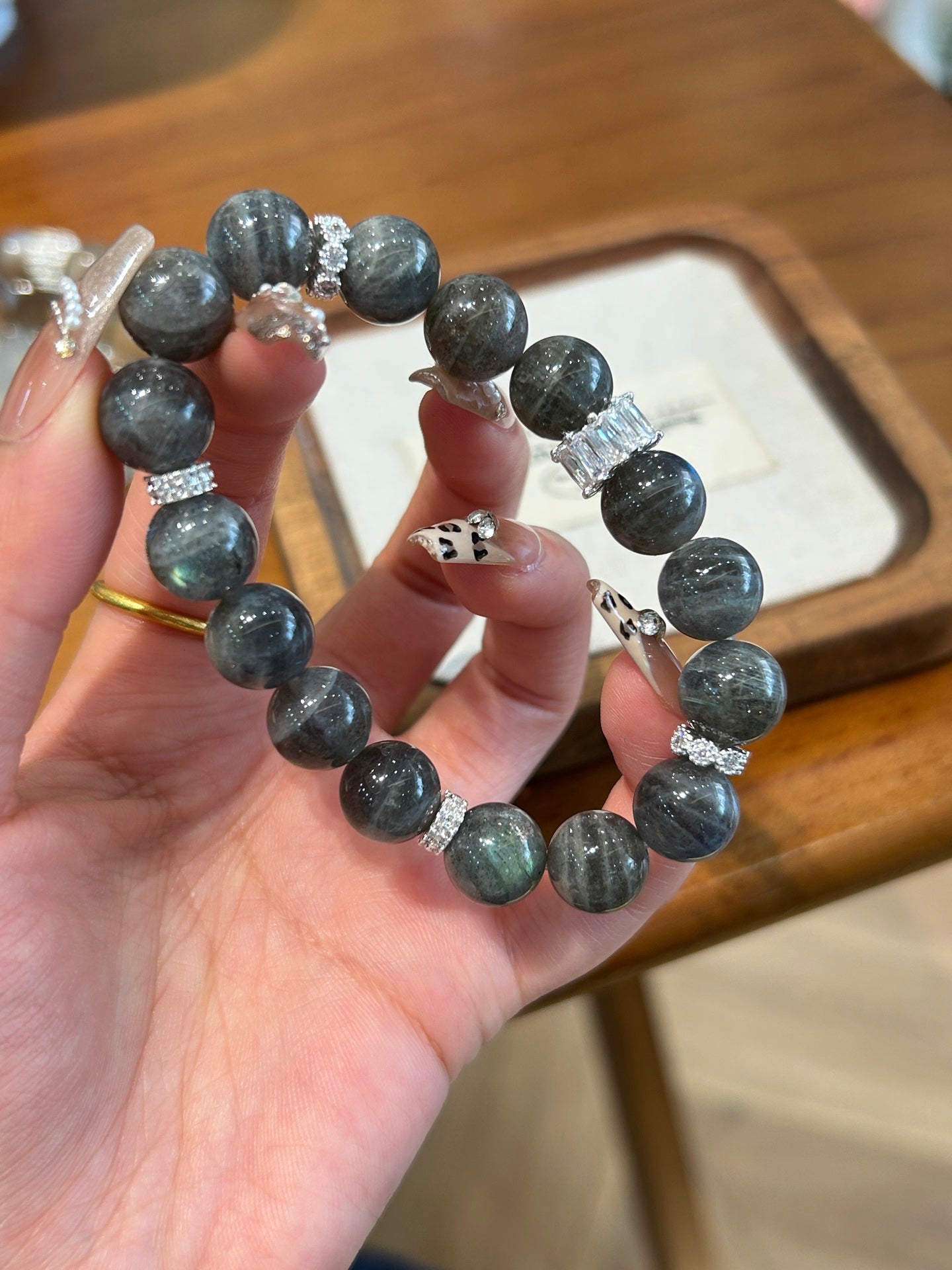 Labradorite & Silver Crystal Bracelet