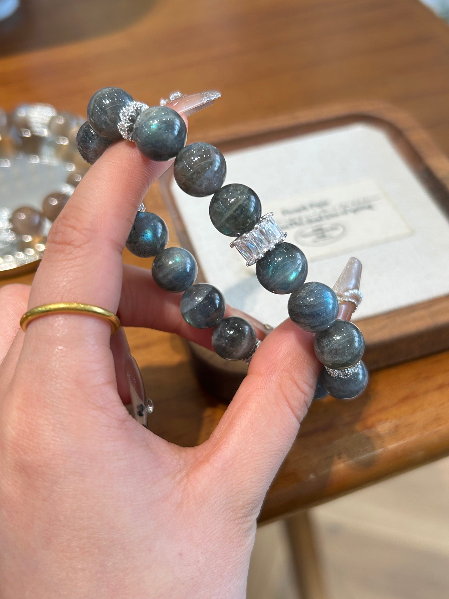 Labradorite & Silver Crystal Bracelet