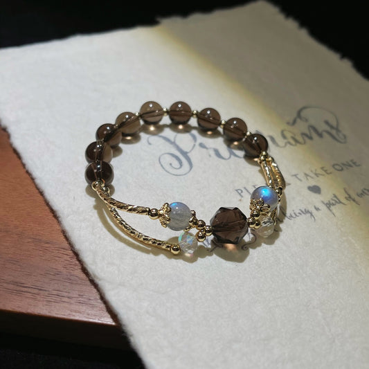 Smoky obsidian and gray moonstone bracelet for inner balance