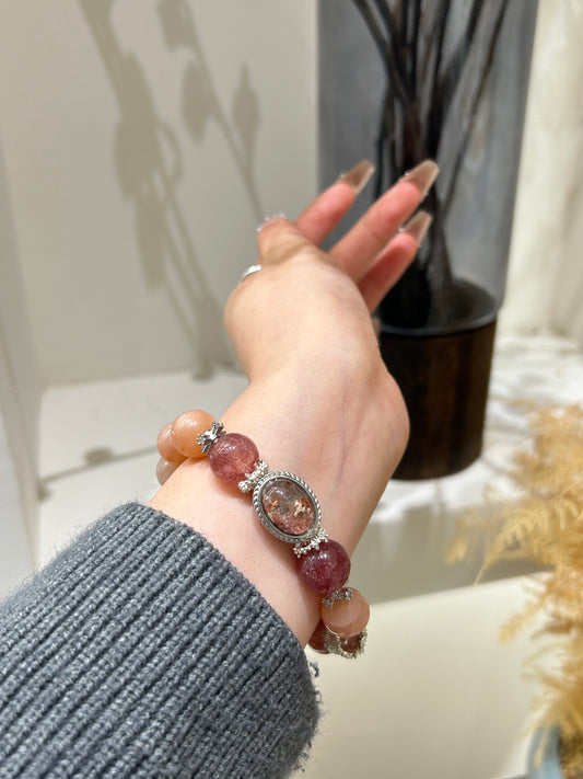 Wearing orange moonstone bracelet to enhance feminine energy
