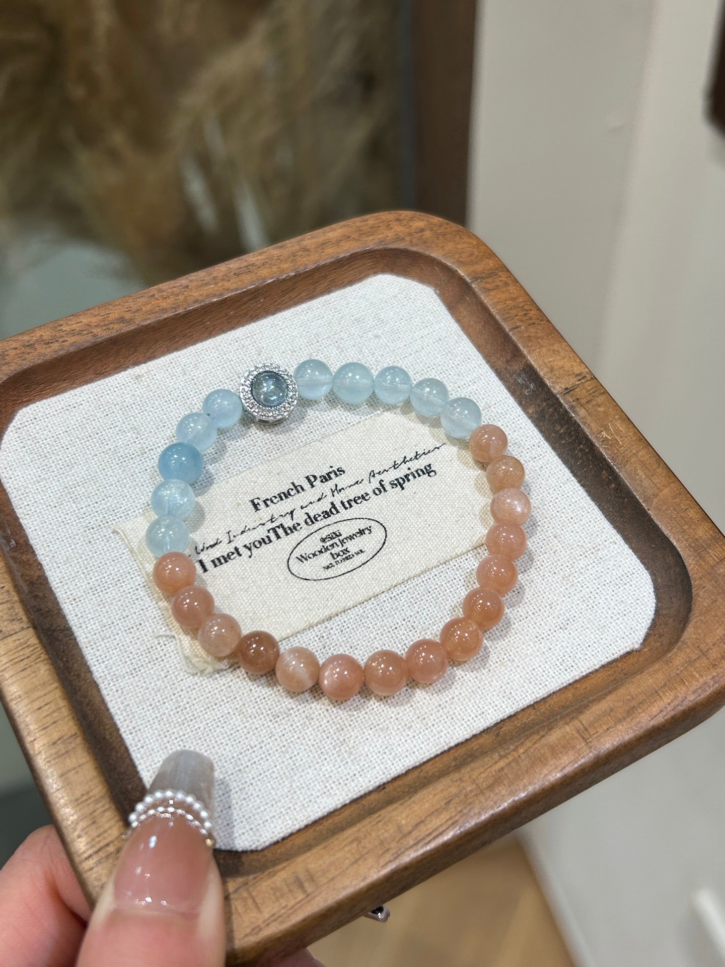 Blue and peach crystal jewelry for women