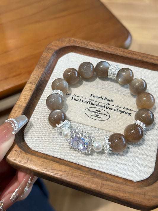 Gray moonstone bracelet for intuition and feminine energy