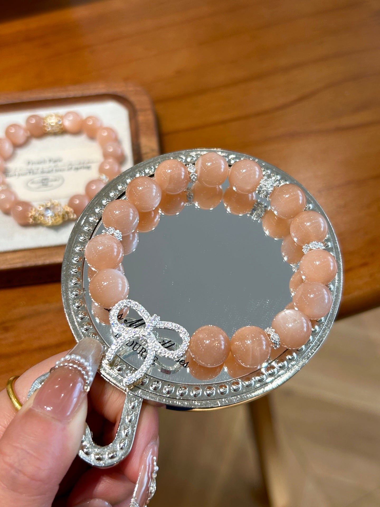 Sunlit Fortune Peach Moonstone Bracelet – Luck, Radiance & Feminine Grace