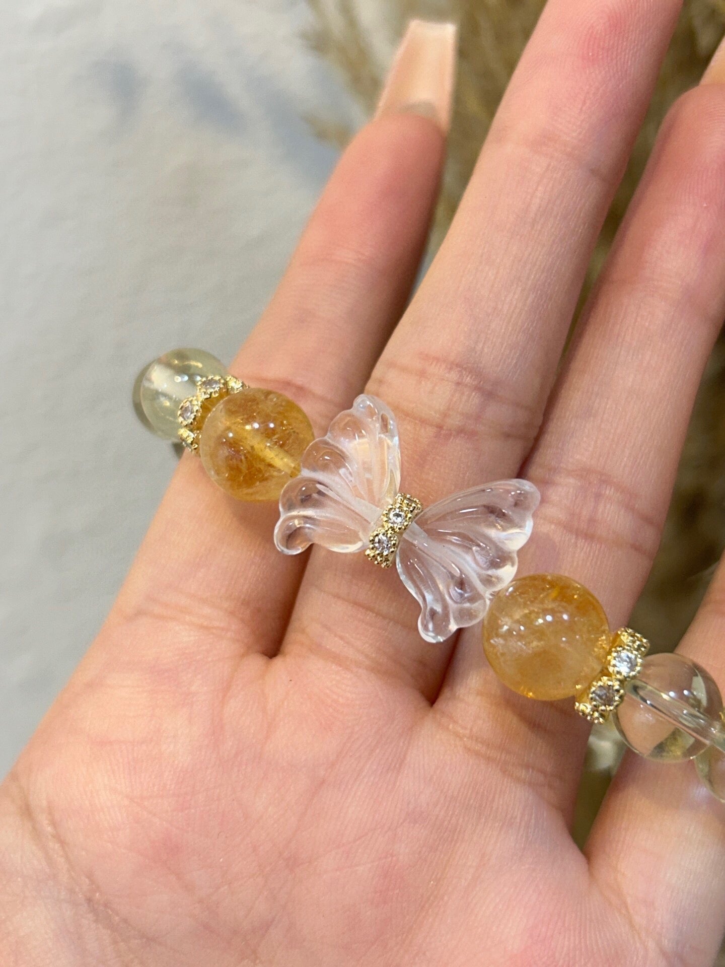Butterfly Wealth Bracelet – Lemon Quartz & Yellow Aze with Prosperity Energy