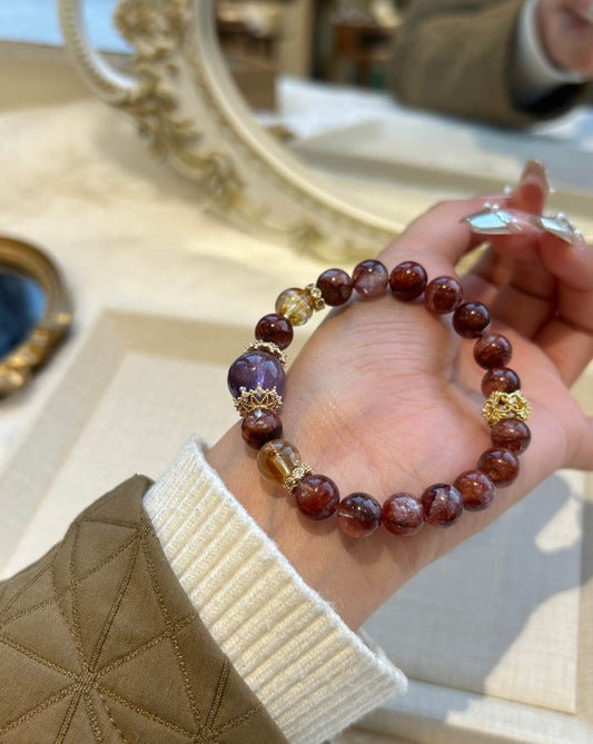 Red Agate and Amethyst Bracelet