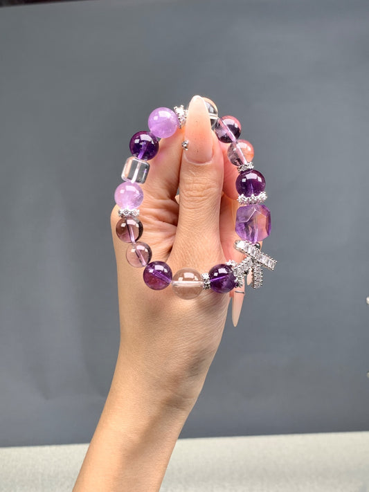 Purple-White Spiritual Charm Bracelet