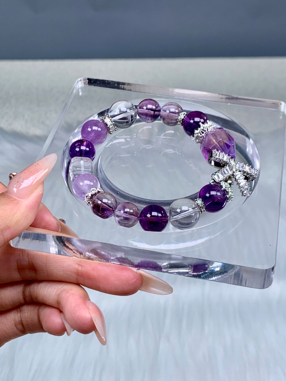 Purple-White Spiritual Charm Bracelet