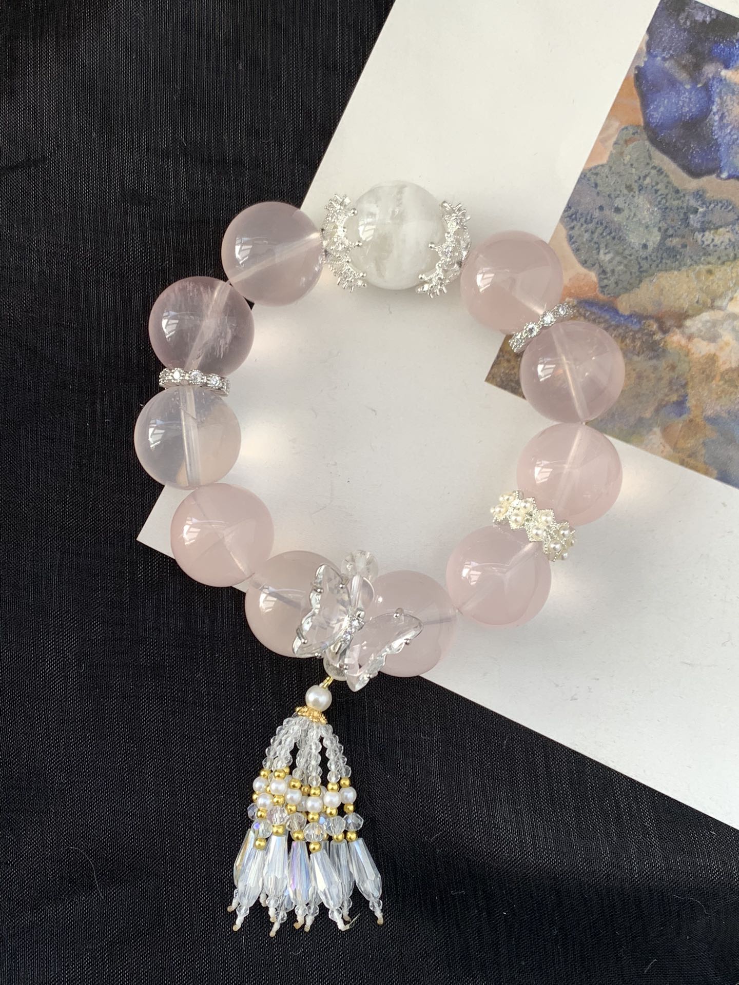 Rose Quartz & Clear Crystal Bracelet