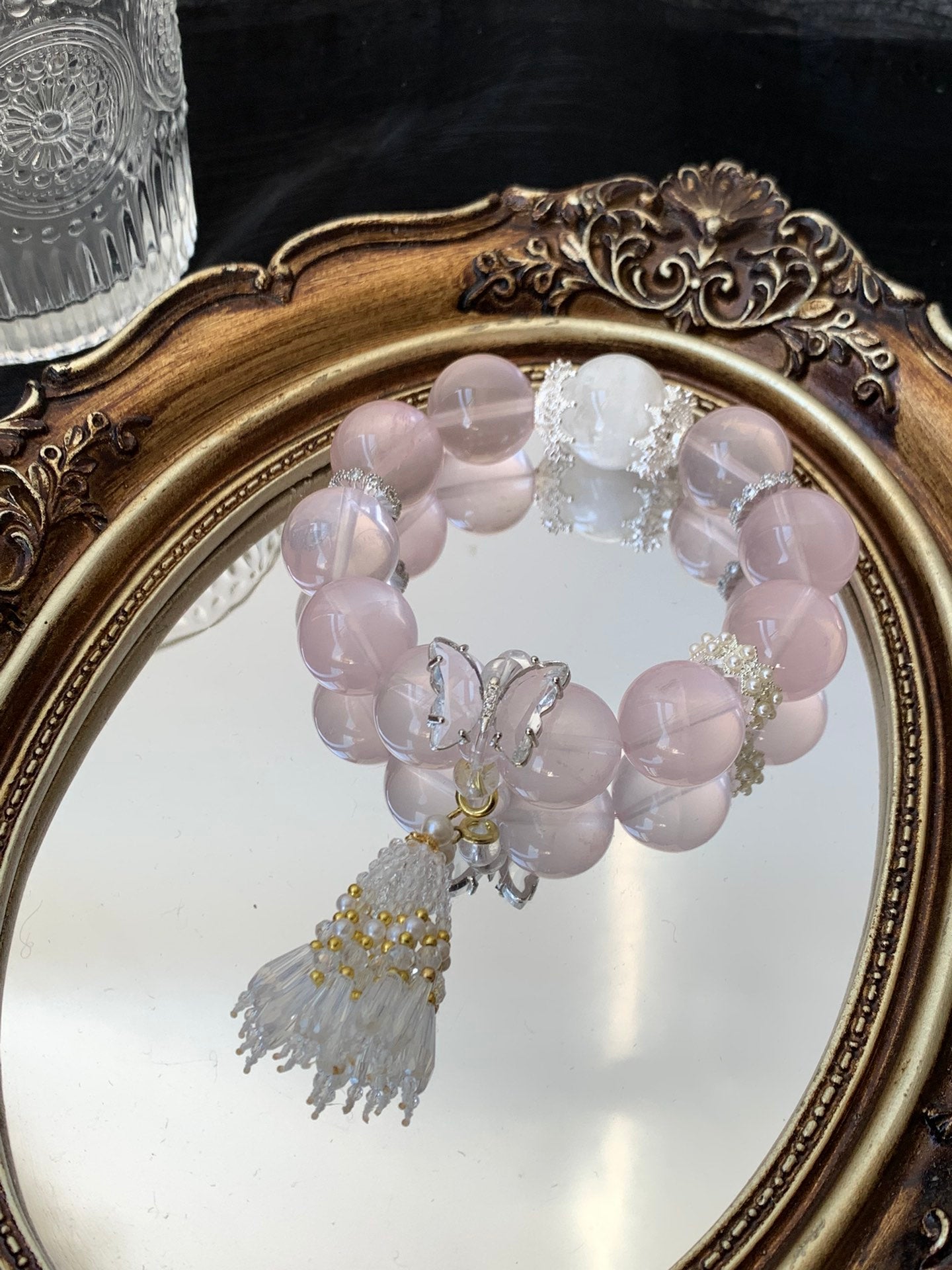 Rose Quartz & Clear Crystal Bracelet