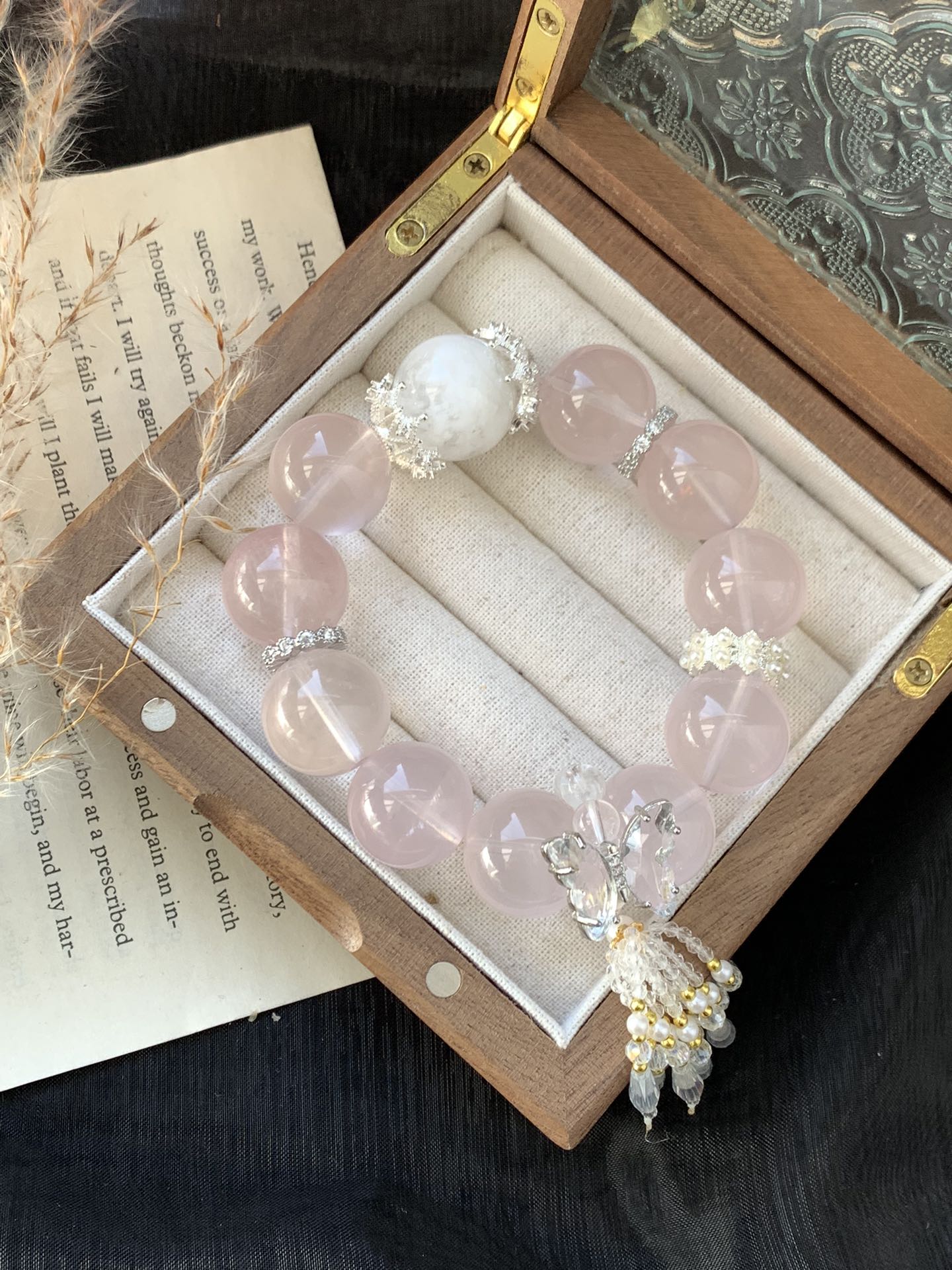 Rose Quartz & Clear Crystal Bracelet