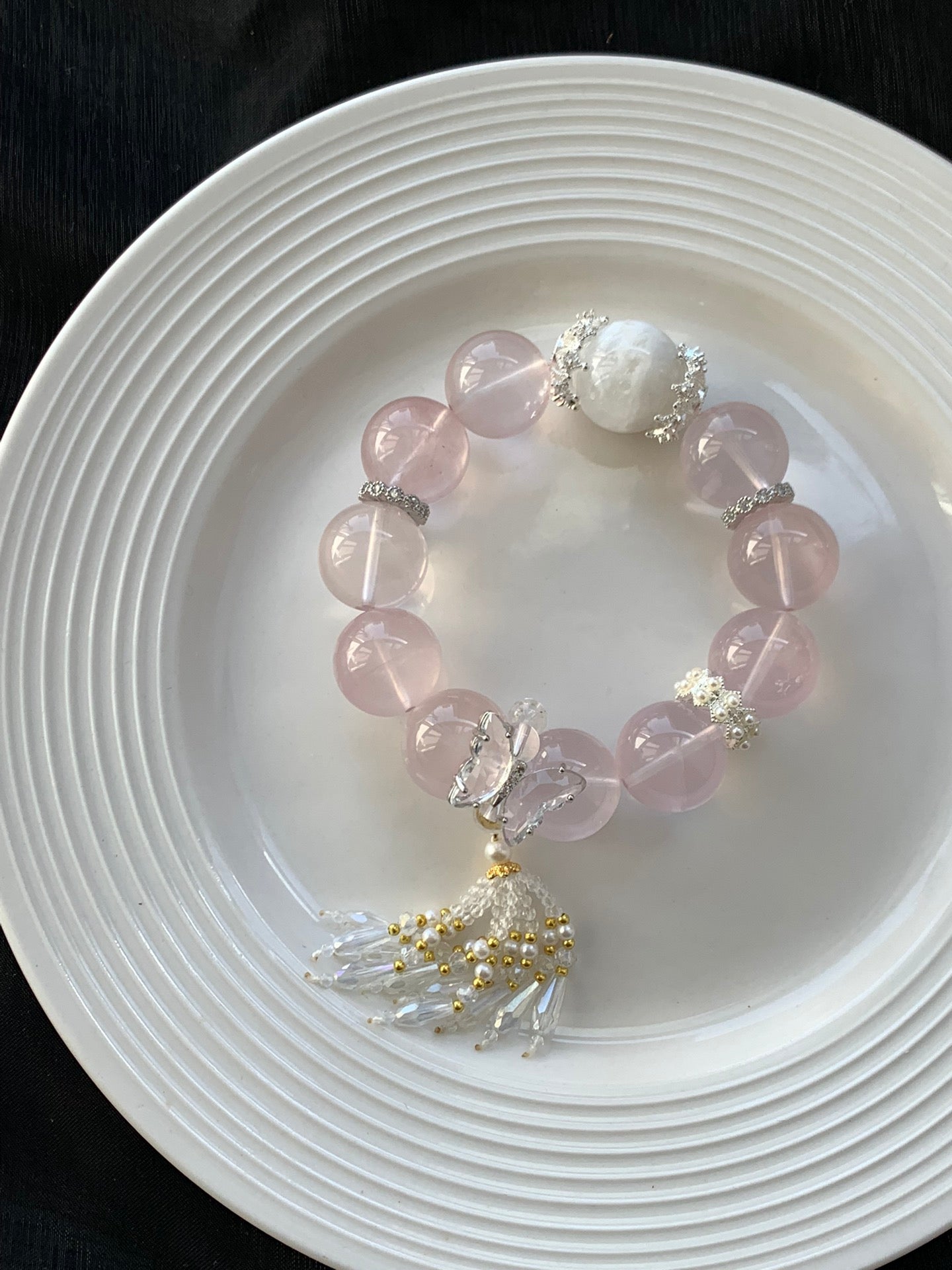 Rose Quartz & Clear Crystal Bracelet