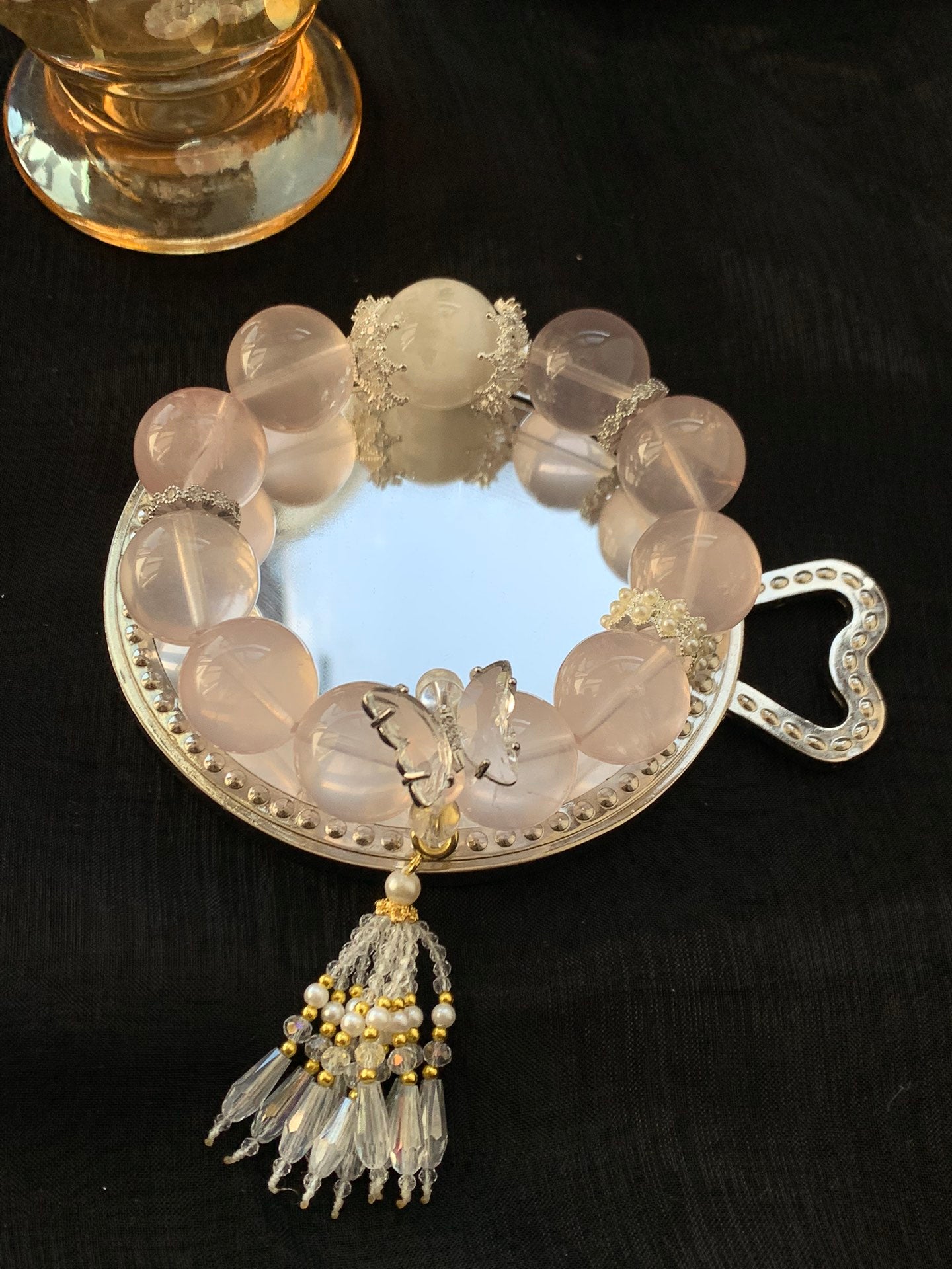 Rose Quartz & Clear Crystal Bracelet