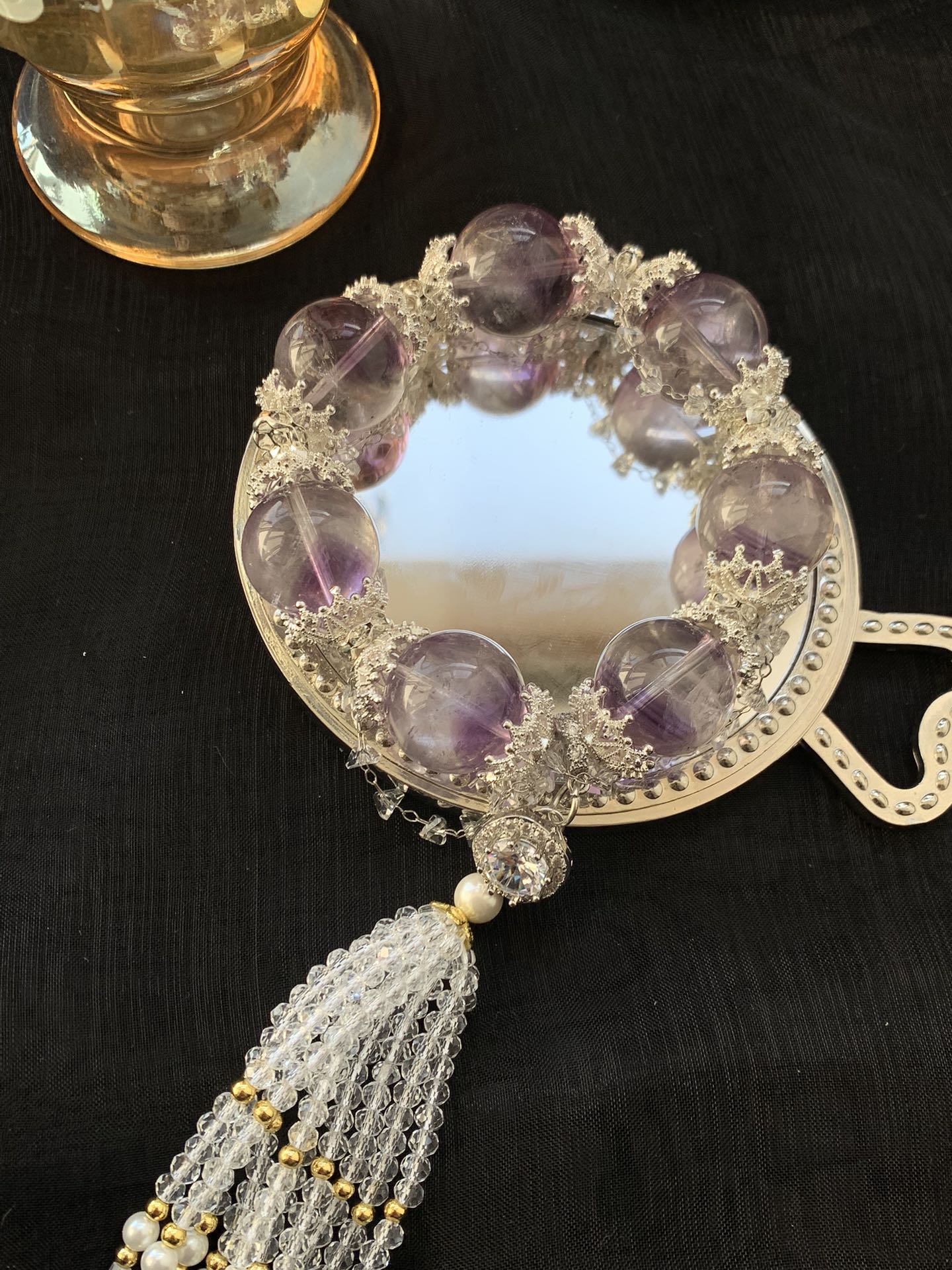 Amethyst and Crystal Tassel Bracelet