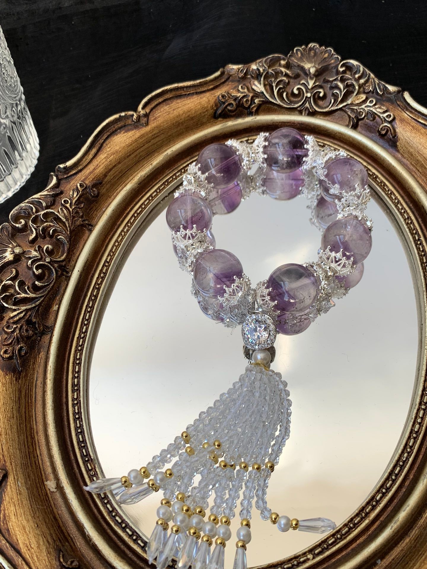 Amethyst and Crystal Tassel Bracelet